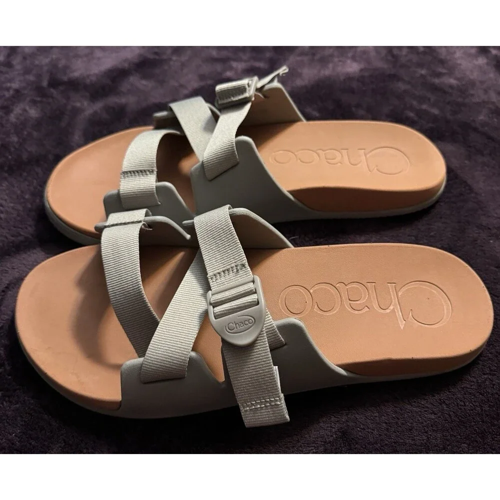 Chaco Men's Chillos Gray Slide Sandal Slip On Casual Lounge Beach Sandal Size 14